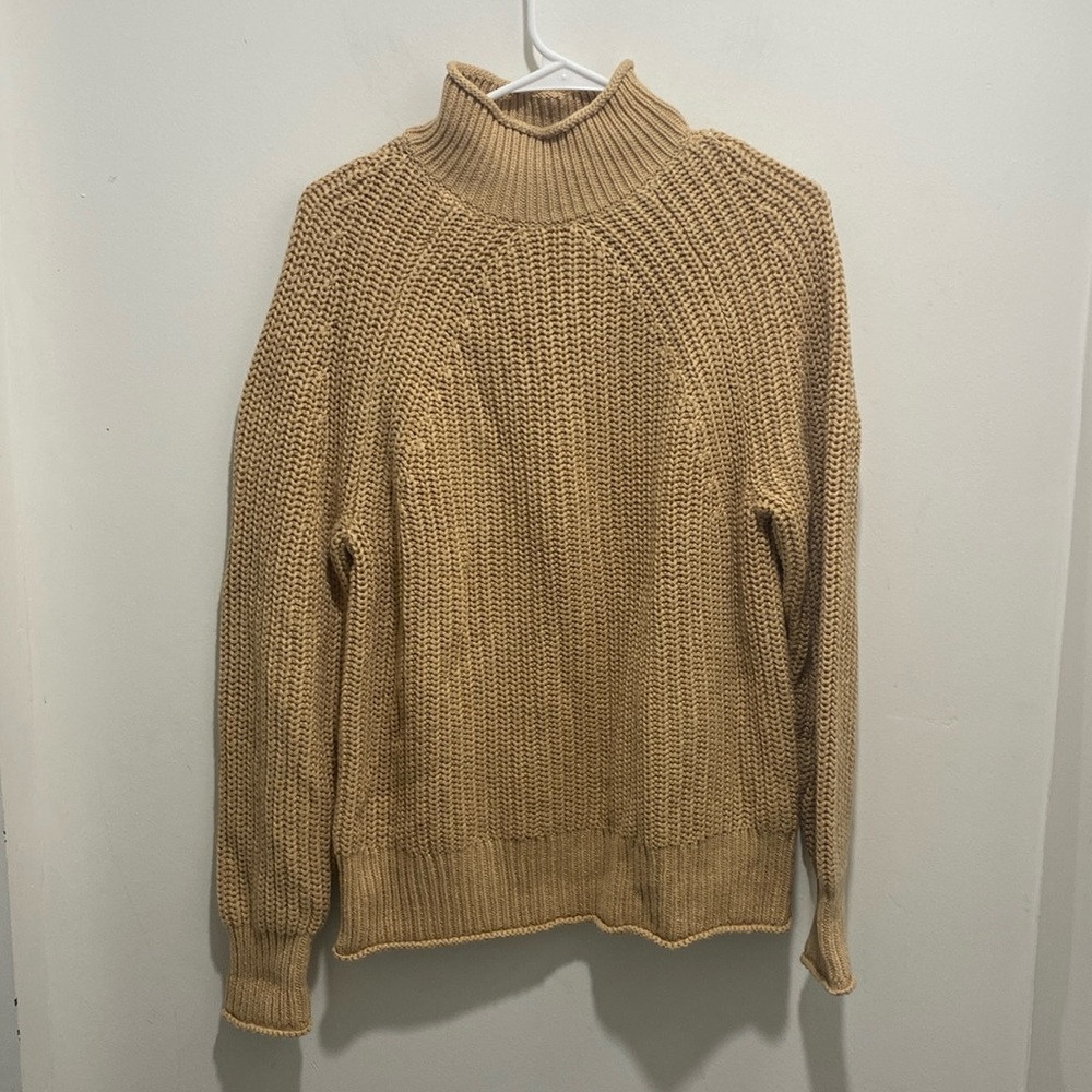 J. Crew || Relaxed Rollneck Sweater in Sandy Beach Tan Small - Picture 3 of 8